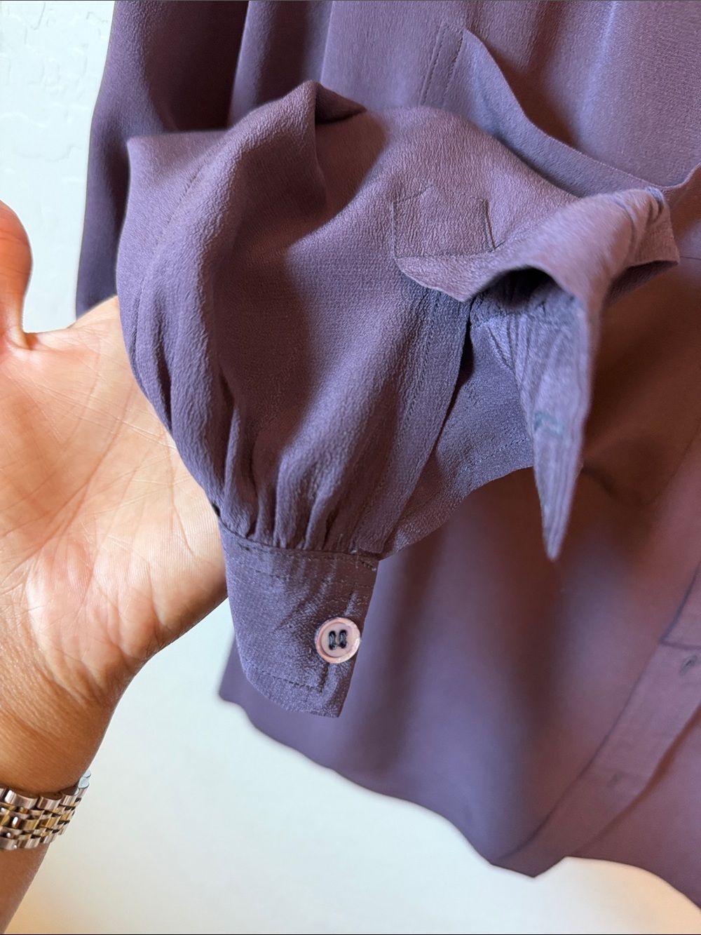 Harve Benard 100% Silk Plum Blouse - Picture 4 of 5